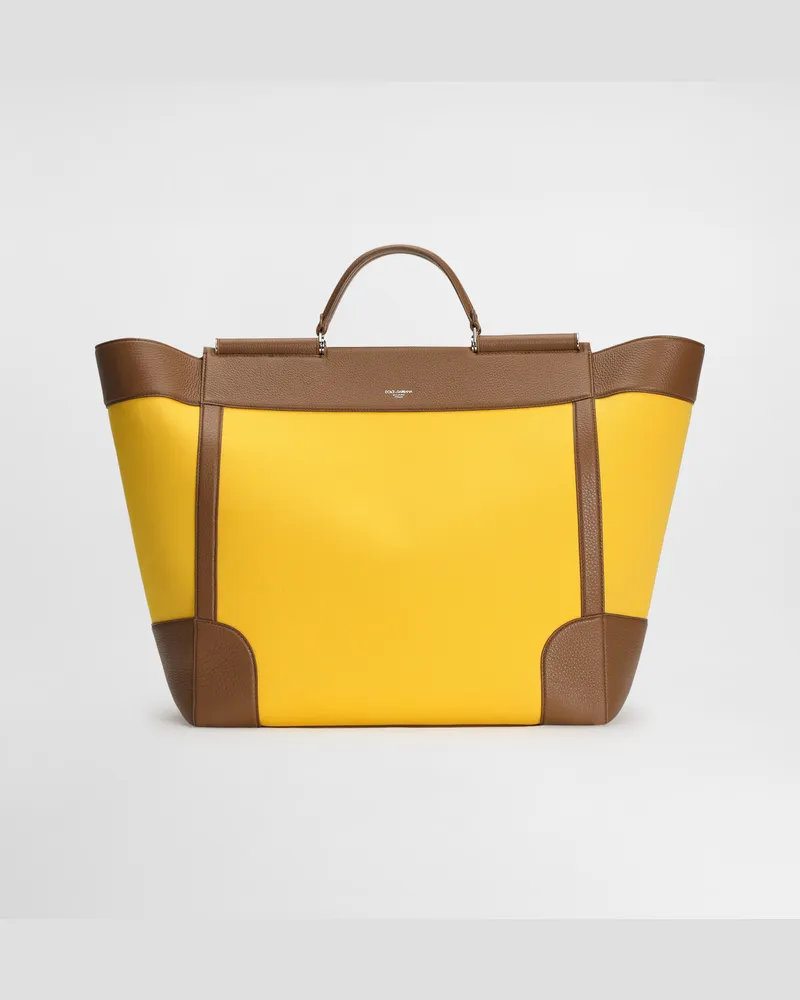 Dolce & Gabbana Borsa A Mano Sicily In Canvas E Pelle - Uomo Borse Shopping Multicolore Multicolore