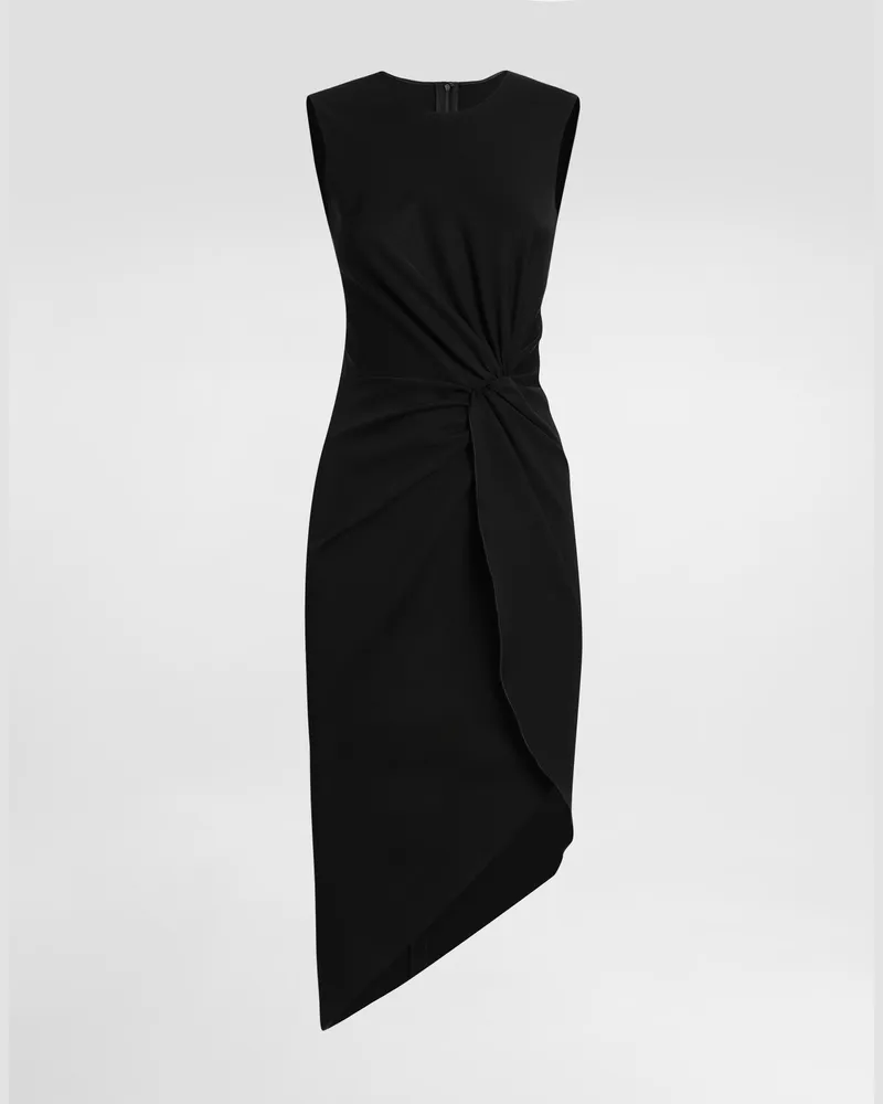 Dolce & Gabbana Abito Longuette In Jersey Punto Milano Con Drappeggio - Donna Abiti Nero Viscosa Nero