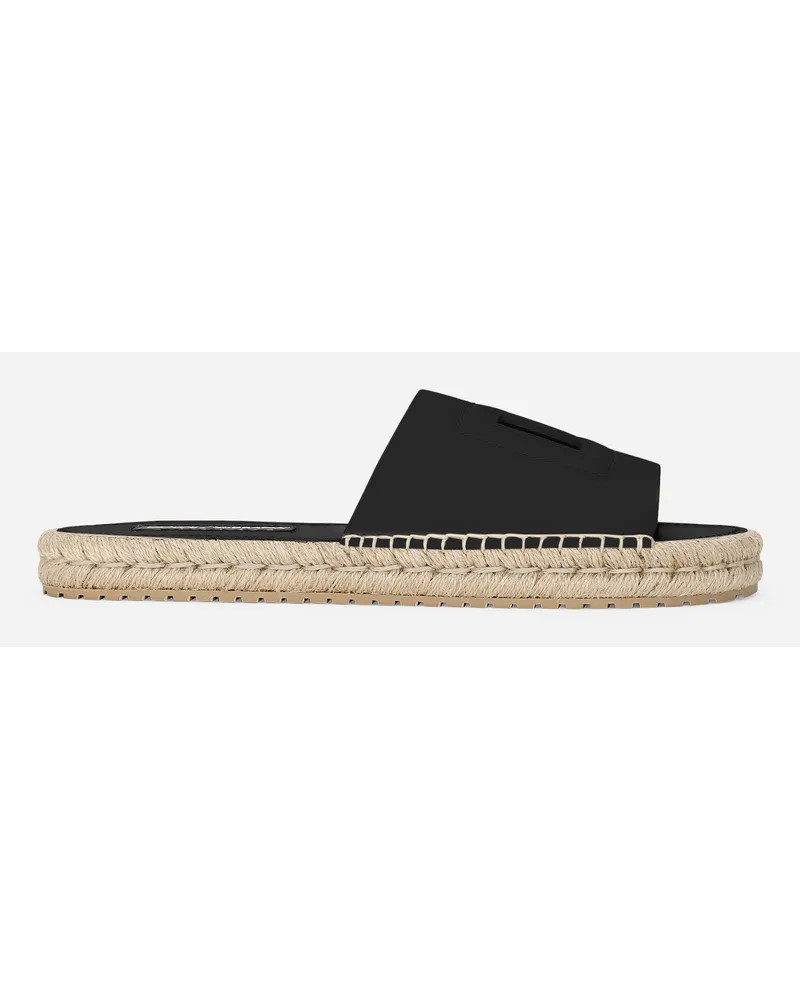 Dolce & Gabbana Slide Espadrilla In Pelle Di Vitello - Uomo Sandali E Slide Nero Pelle Nero