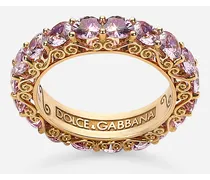 Heritage Band Ring In Yellow 18kt Gold With Pink Sapphires - Donna Anelli Oro