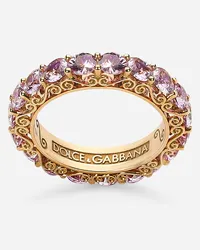 Dolce & Gabbana Heritage Band Ring In Yellow 18kt Gold With Pink Sapphires - Donna Anelli Oro Oro