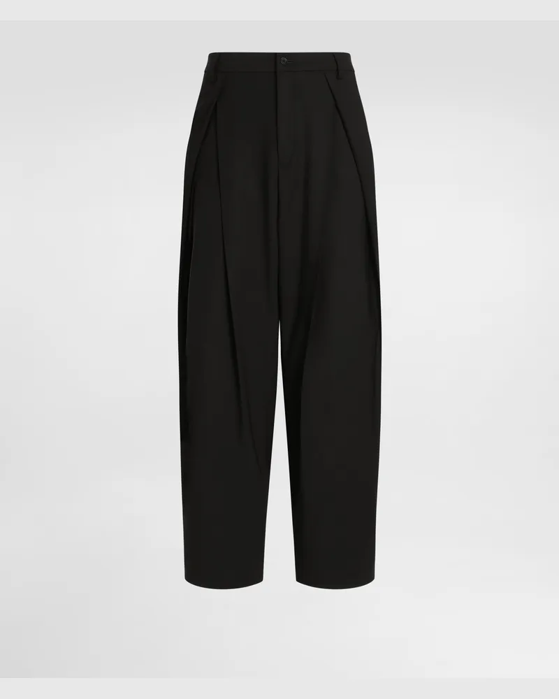 Dolce & Gabbana Pantaloni In Gabardina Di Lana - Uomo Pantaloni E Shorts Nero Nero