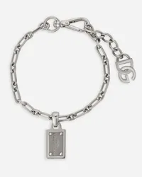 Dolce & Gabbana Bracciale Con Placca Logo - Uomo Bijoux Argento Metallo Argento