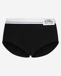 Dolce & Gabbana Slip Brando Cotone A Costine Re-edition Label - Uomo Intimo E Loungewear Nero Cotone Nero