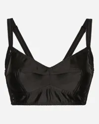 Dolce & Gabbana Top Bralette In Raso E Pizzo - Donna Camicie E Top Nero Nero