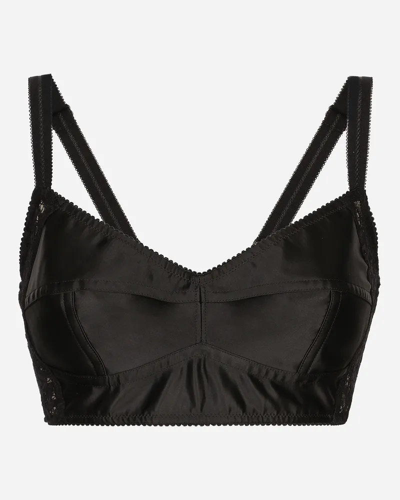Dolce & Gabbana Top Bralette In Raso E Pizzo - Donna Camicie E Top Nero Nero