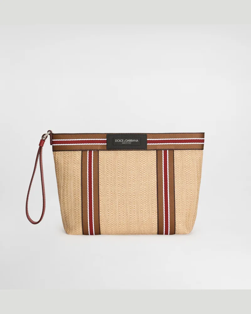 Dolce & Gabbana Necessaire Essenza In Rafia - Uomo Portadocumenti E Clutch Multicolore Multicolor
