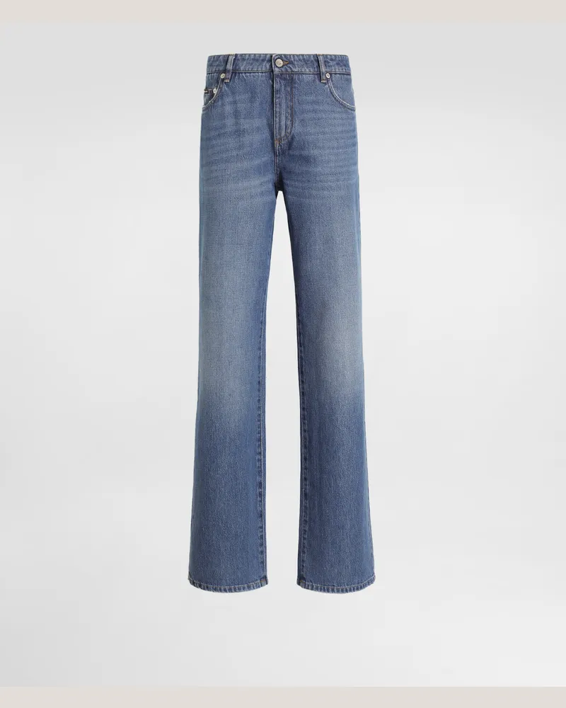 Dolce & Gabbana Jeans Loose In Denim Con Piega Stirata - Donna Denim Multicolore Variante