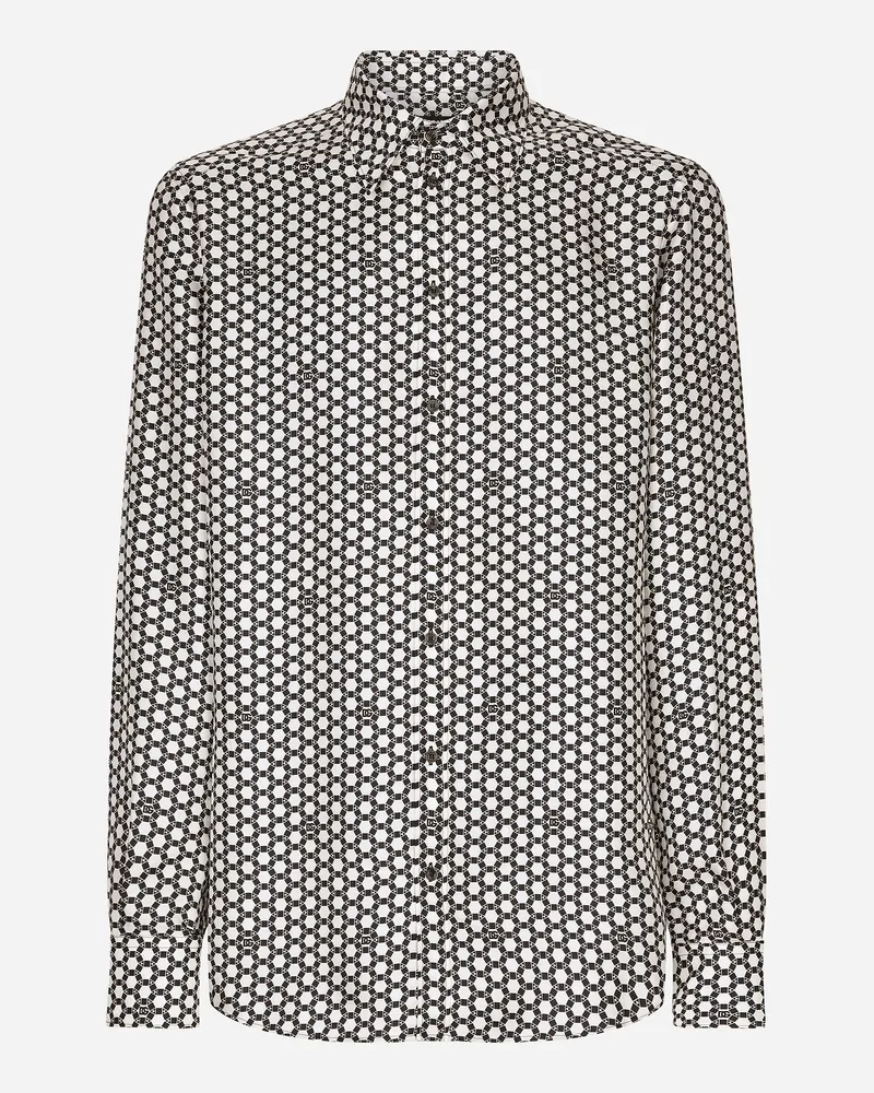 Dolce & Gabbana Camicia Martini In Seta Stampa Dg - Uomo Camicie Multicolore Multicolore