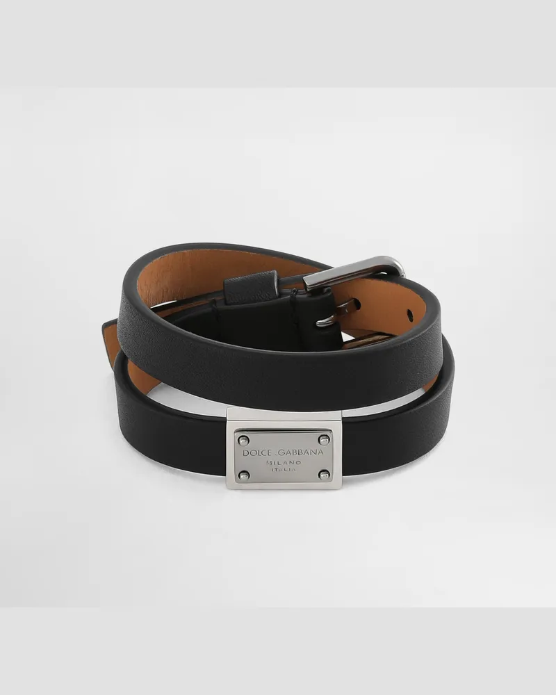 Dolce & Gabbana Bracciale In Pelle Di Vitello - Uomo Bijoux Nero Pelle Nero