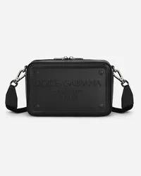 Dolce & Gabbana Calfskin Crossbody Bag With Raised Logo - Uomo Borse A Tracolla Nero Pelle Nero