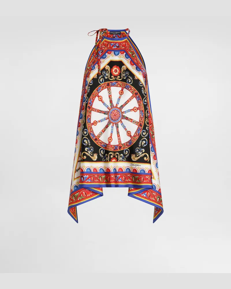Dolce & Gabbana Top In Twill Stampa Carretto - Donna Camicie E Top Multicolore Variante
