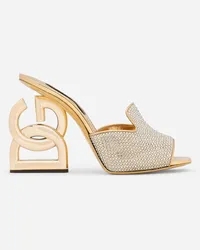 Dolce & Gabbana Mule In Termostrass Con Tacco Dg Pop - Donna Slide E Mule Oro Oro