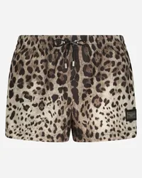 Dolce & Gabbana Boxer Da Mare Corto Stampa Leopardo - Uomo Beachwear Stampa Animalier Nylon Leo