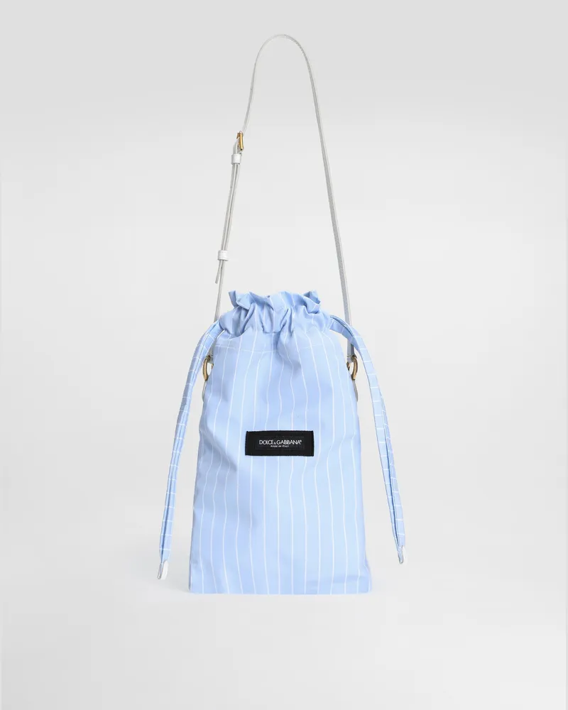 Dolce & Gabbana Borsa Essenza In Popeline A Righe - Donna Borse A Spalla E Tracolla Azzurro Azzurro