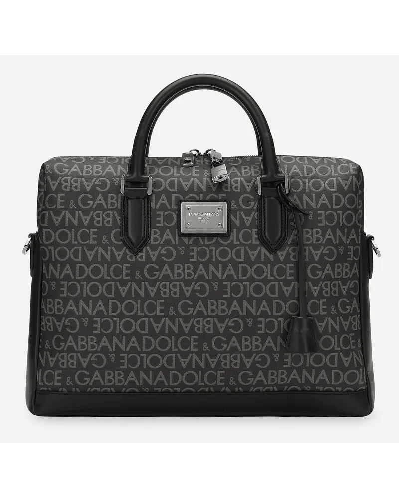 Dolce & Gabbana Briefcase In Jacquard Spalmato - Uomo Borse A Tracolla Multicolore Tessuto Nero