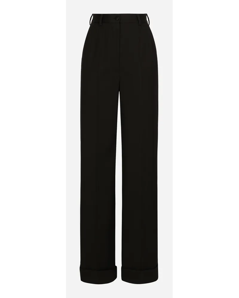 Dolce & Gabbana Pantaloni Flare In Gabardina Di Lana - Donna Pantaloni E Shorts Nero Nero