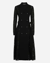 Dolce & Gabbana Cordonetto Lace And Crepe Coat With Belt - Donna Cappotti E Giubbotti Nero Nero