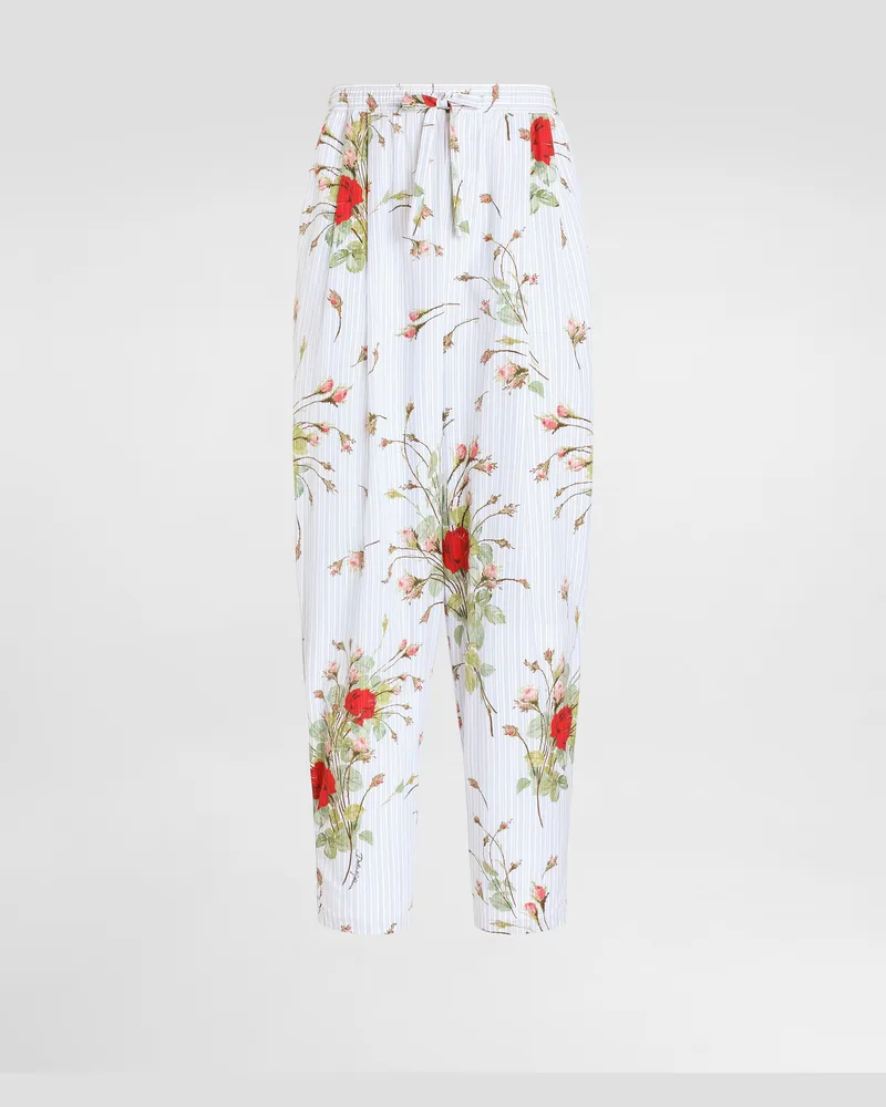 Dolce & Gabbana Pantaloni Vanity In Popeline Stampa Roselline - Uomo Collection 