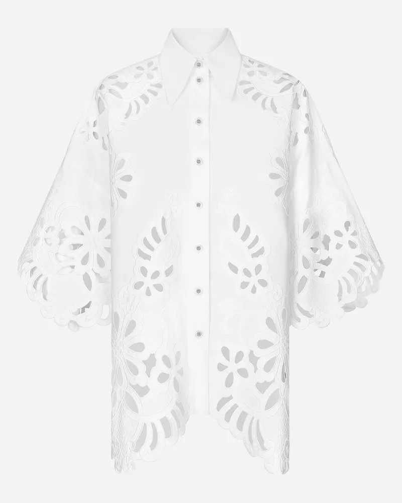 Dolce & Gabbana Camicia Over In Cotone Con Ricamo Cut Out - Donna Camicie E Top Bianco Bianco