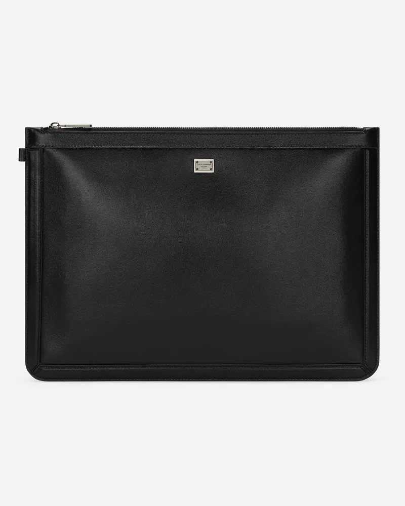 Dolce & Gabbana Pouch Grande In Pelle Di Vitello - Uomo Portadocumenti E Clutch Nero Nero