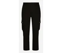 Pantalone Cargo Cotone Con Placca Logata - Uomo Pantaloni E Shorts Nero Cotone