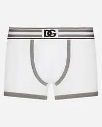 Dolce & Gabbana Boxer Regular Jersey Bielastico Con Logo Dg - Uomo Intimo E Loungewear Grigio Cotone Bianco