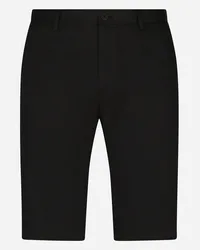 Dolce & Gabbana Bermuda In Cotone Stretch Con Patch Dg - Uomo Pantaloni E Shorts Nero Cotone Nero