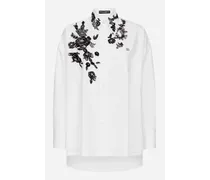 Camicia Oversize In Cotone Con Applicazioni In Pizzo - Donna Camicie E Top Bianco