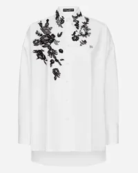 Dolce & Gabbana Camicia Oversize In Cotone Con Applicazioni In Pizzo - Donna Camicie E Top Bianco Bianco