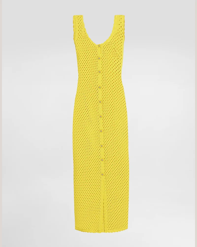 Dolce & Gabbana Abito Lungo In Maglia Crochet - Donna Abiti Giallo Giallo