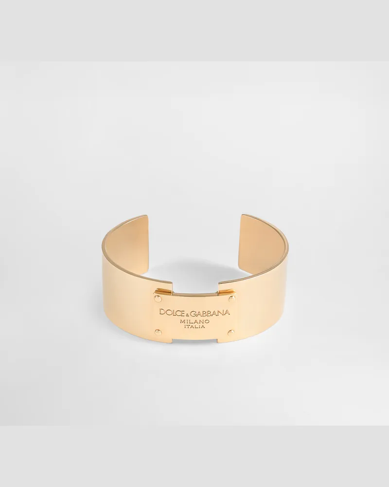 Dolce & Gabbana Bracciale Con Targhetta Logo - Uomo Bijoux Oro Metallo Oro