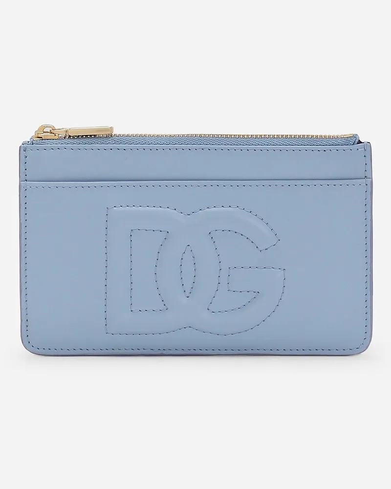 Dolce & Gabbana Portacarte Dg Logo Medio - Donna Portafogli E Piccola Pelletteria Celeste Pelle Celeste