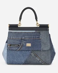 Dolce & Gabbana Borsa Sicily Piccola In Patchwork Denim E Pelle Di Vitello - Donna Borse A Mano Denim Denim Denim