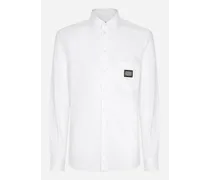 Camicia Martini Cotone Con Placca Logata - Uomo Camicie Bianco Cotone