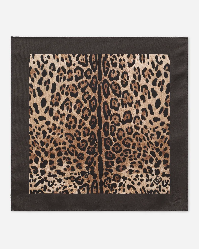 Dolce & Gabbana Pochette In Seta Stampa Leopardo - Uomo Cravatte E Pochette Stampa Animalier Seta Leo