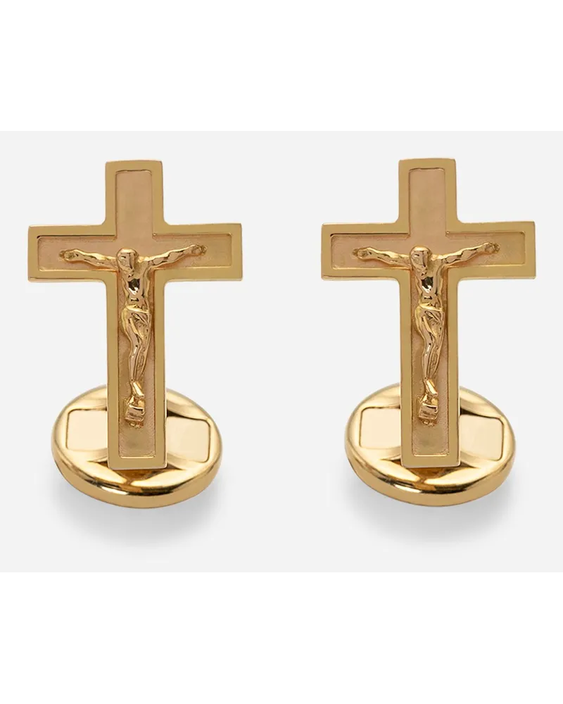 Dolce & Gabbana Sicily Yellow Gold Cufflinks Featuring A Cross - Uomo Gemelli Oro Oro