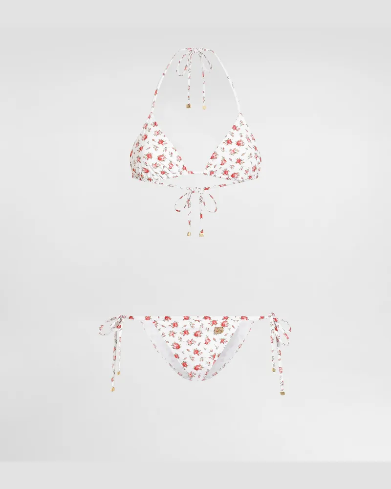 Dolce & Gabbana Bikini A Triangolo Stampa Roselline - Donna Beachwear Multicolore Multicolore