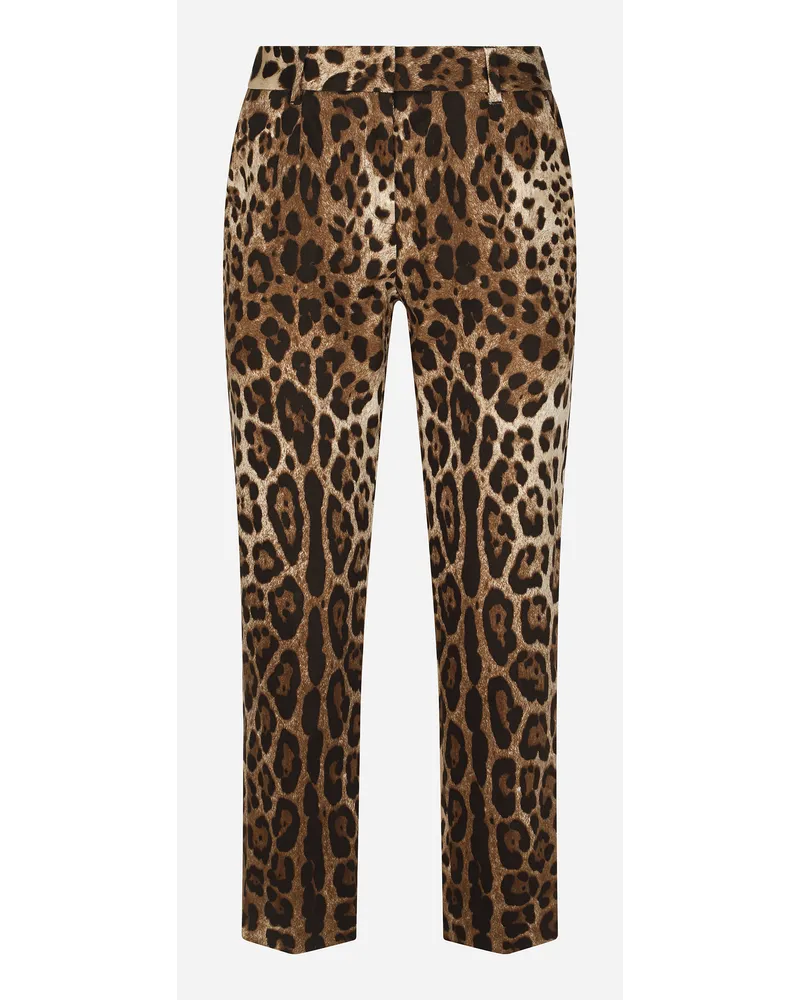 Dolce & Gabbana Pantaloni In Drill Stampa Leopardo - Donna Pantaloni E Shorts Stampa Animalier Leo