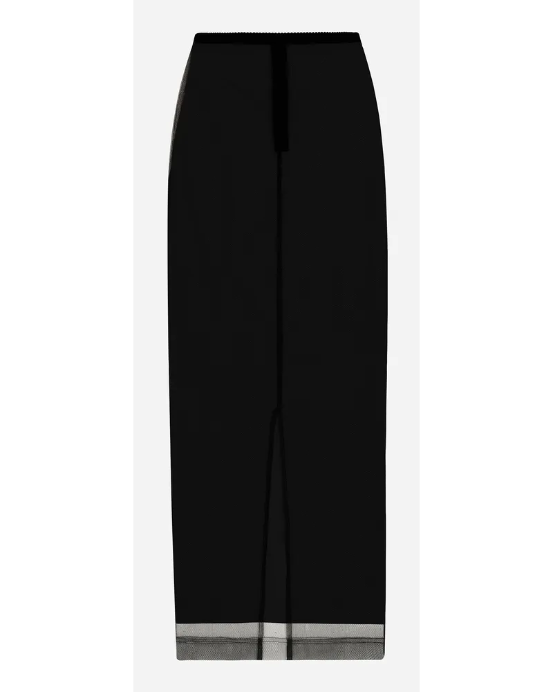 Dolce & Gabbana Gonna Tubino In Tulle Con Spacco - Donna Gonne Nero Nero