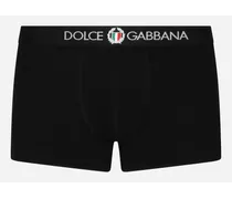 Boxer Regular Jersey Bielastico Con Stemma - Uomo Intimo E Loungewear Nero Cotone