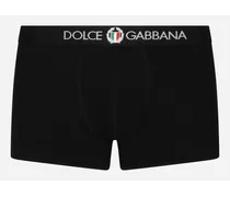 Boxer Regular Jersey Bielastico Con Stemma - Uomo Intimo E Loungewear Nero Cotone