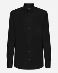 Dolce & Gabbana Camicia In Cotone Con Ricamo Dg - Uomo Camicie Nero Cotone Nero