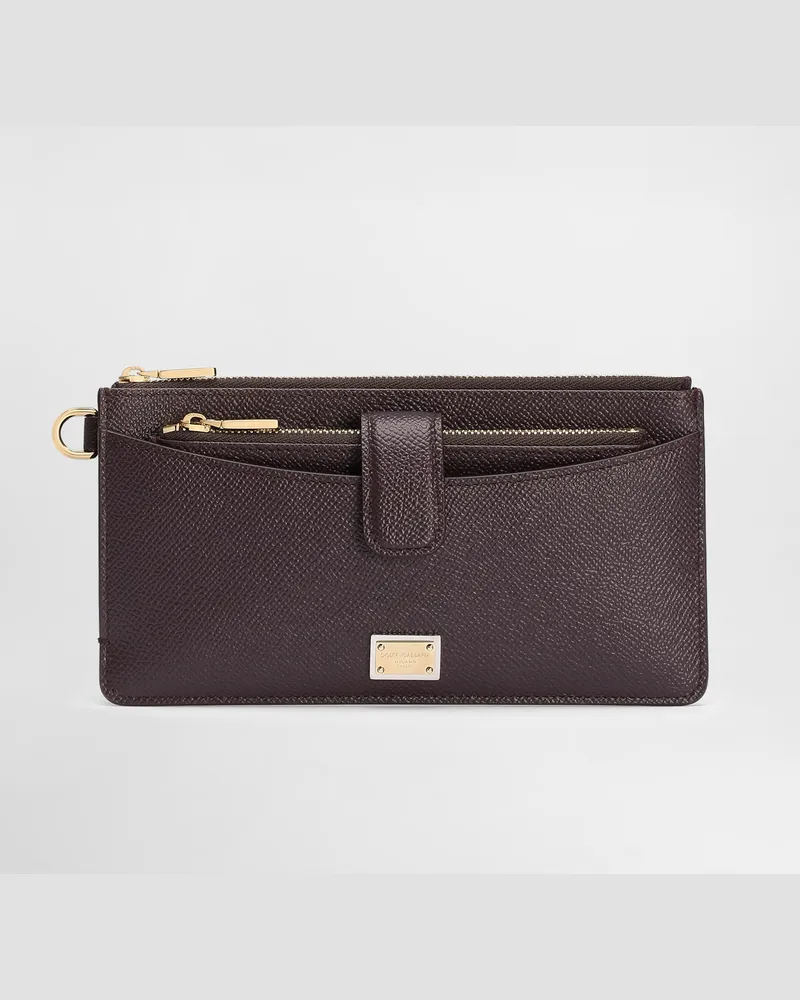 Dolce & Gabbana Portacarte In Pelle Di Vitello Dauphine - Donna Portafogli E Piccola Pelletteria Viola Pelle Mosto