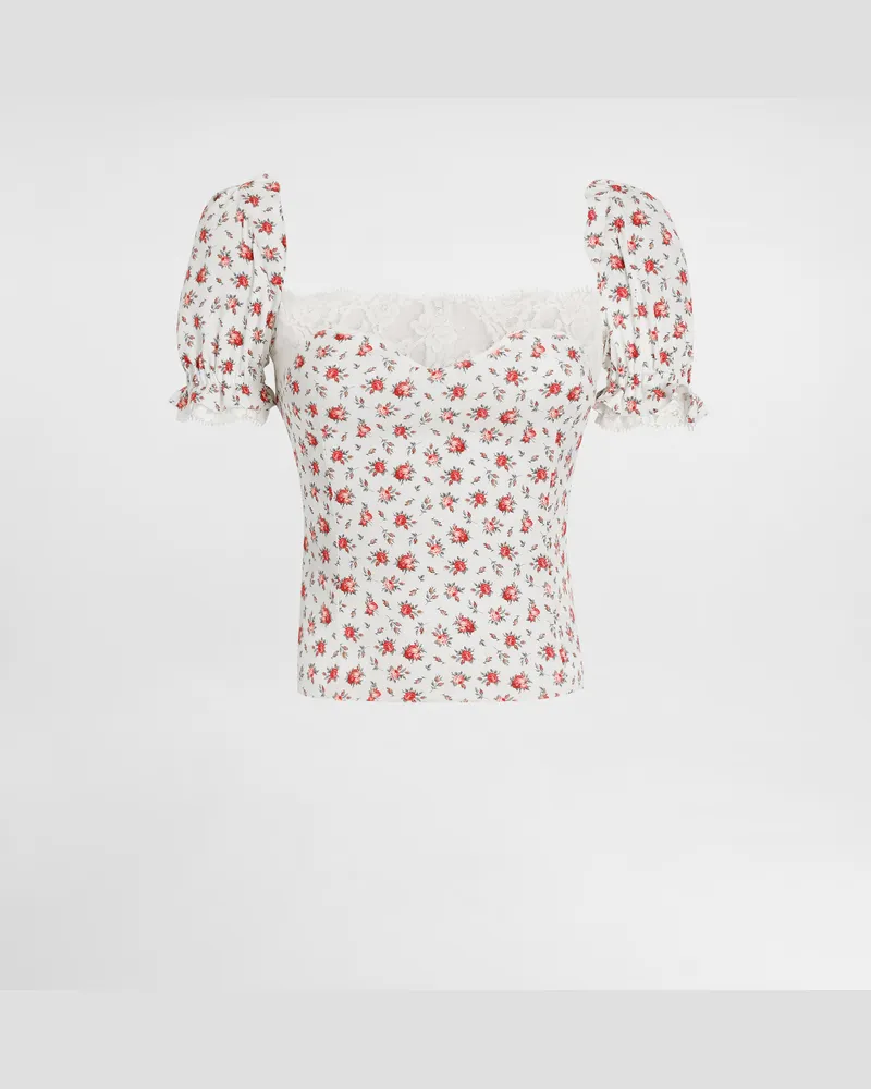 Dolce & Gabbana Top In Charmeuse Stampa Roselline - Donna Camicie E Top Multicolore Multicolore