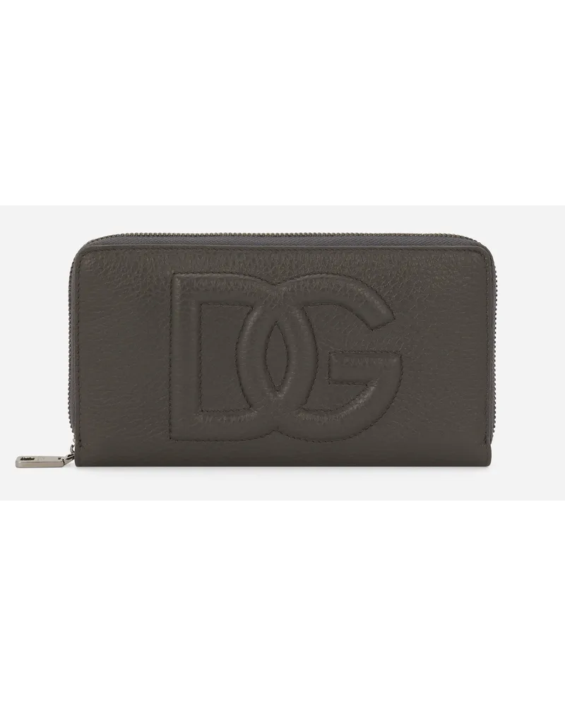 Dolce & Gabbana Portafoglio Zip Around Dg Logo - Uomo Portafogli E Piccola Pelletteria Grigio Grigio