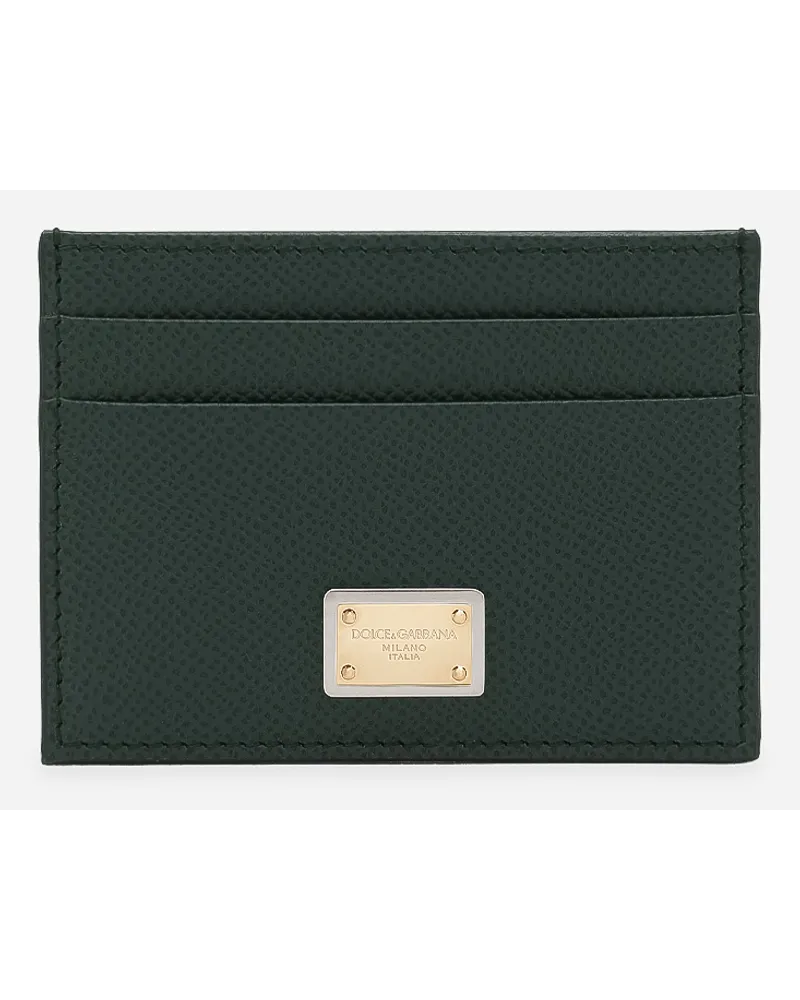 Dolce & Gabbana Portacarte In Pelle Di Vitello Dauphine - Donna Portafogli E Piccola Pelletteria Verde Pelle Lago