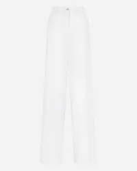 Dolce & Gabbana Pantaloni Flare In Gabardina Di Cotone - Donna Pantaloni E Shorts Bianco Cotone Bianco