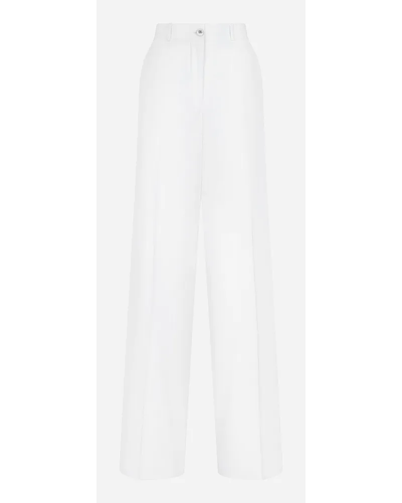 Dolce & Gabbana Pantaloni Flare In Gabardina Di Cotone - Donna Pantaloni E Shorts Bianco Cotone Bianco