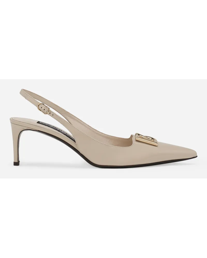 Dolce & Gabbana Sling Back In Pelle Di Vitello Lucida - Donna Décolleté E Slingback Beige Pelle Cappuccino